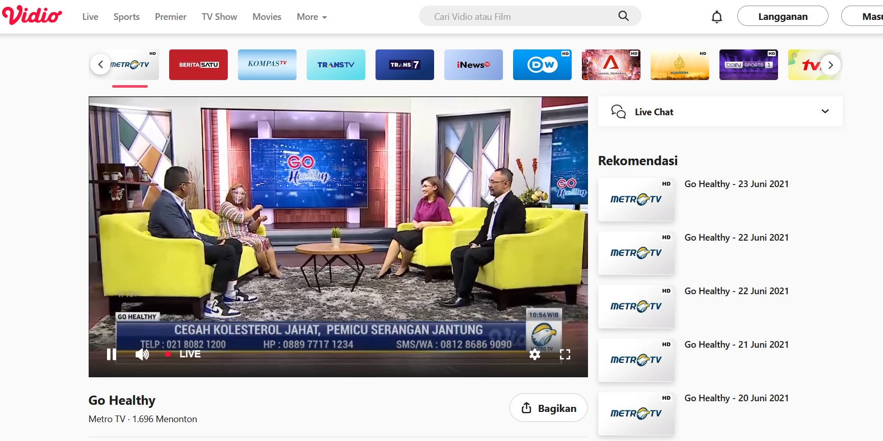 streaming metro tv
